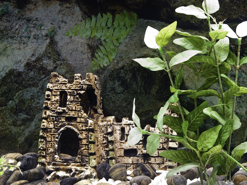 A Prosperveil Fish Tank Aquarium Decorations Cave Ornaments Resin Castle Rock Hide Accessories Landscape Decor